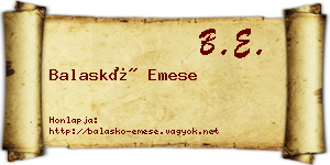 Balaskó Emese névjegykártya